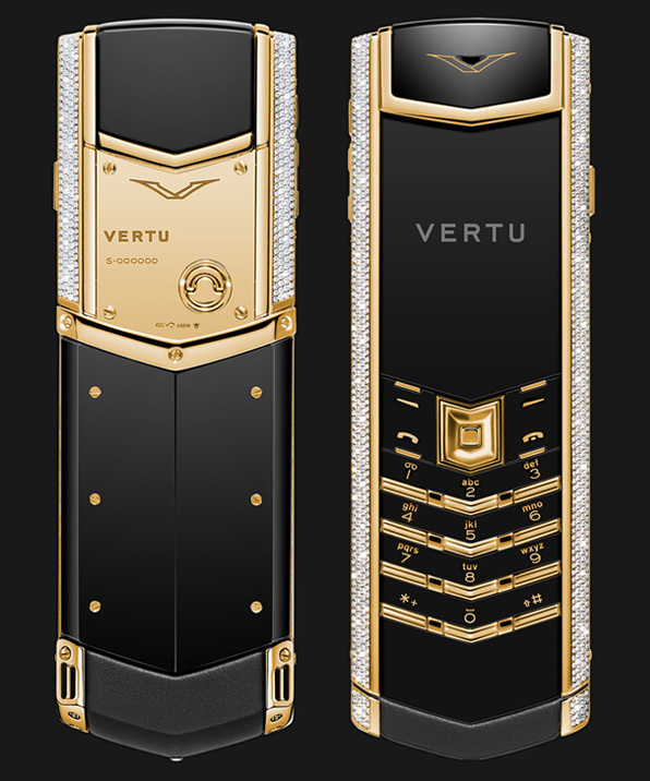Vertu Signature S Yellow Gold Full Pave Baguette Diamonds